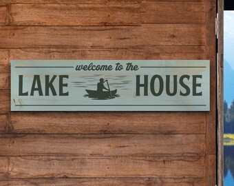 Welcome Lake House Metal Sign: Canoe Design, Rust Proof