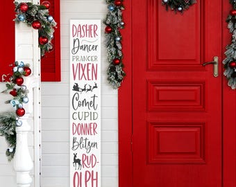 Christmas Reindeer Names Porch Sign: Rudolph, Dasher, Dancer (46")