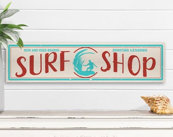 Surf Shop Metal Sign: Beach House Coastal Decor