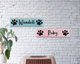 Custom Dog Name Sign: Paw Print Plaque, Pet Lover Gift