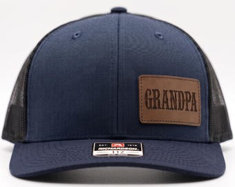 Custom Grandpa Trucker Hat, Engraved Name Gift for Grandfather Papa Pop, Father's Day Gift