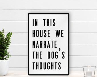 Dog's Thoughts Wood Sign: Funny Pet Lover Gift