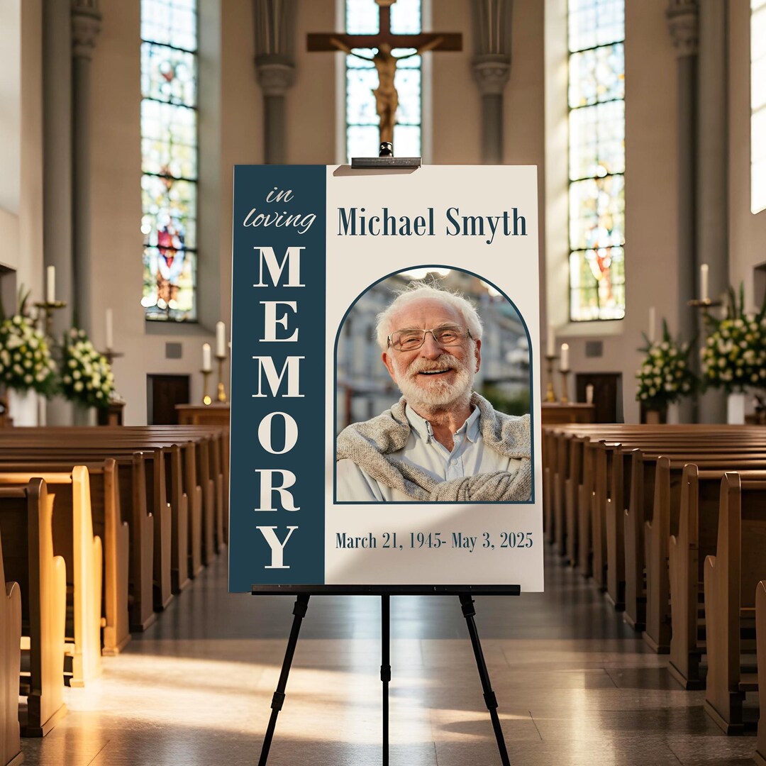 Personalized Funeral Sign, Custom Memorial Service Sign With