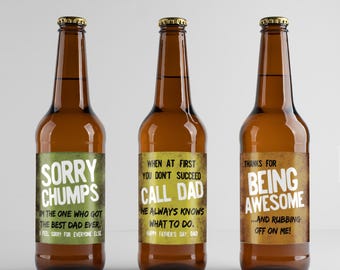 Funny First Father's Day Beer Labels - New Dad Gift (Set of 6)