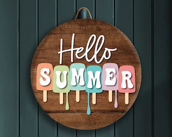 Popsicle Door Hanger, Summer Front Door Sign, Summer Door Decoration, Summer Sign Decor, Front Door Decor, Front Door Wreath, Wood Sign