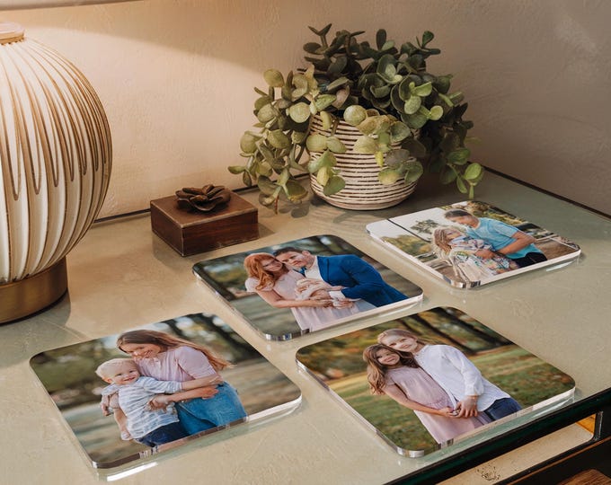 Family Photo Coasters, Custom Picture Coaster, Keepsake Personal Gift