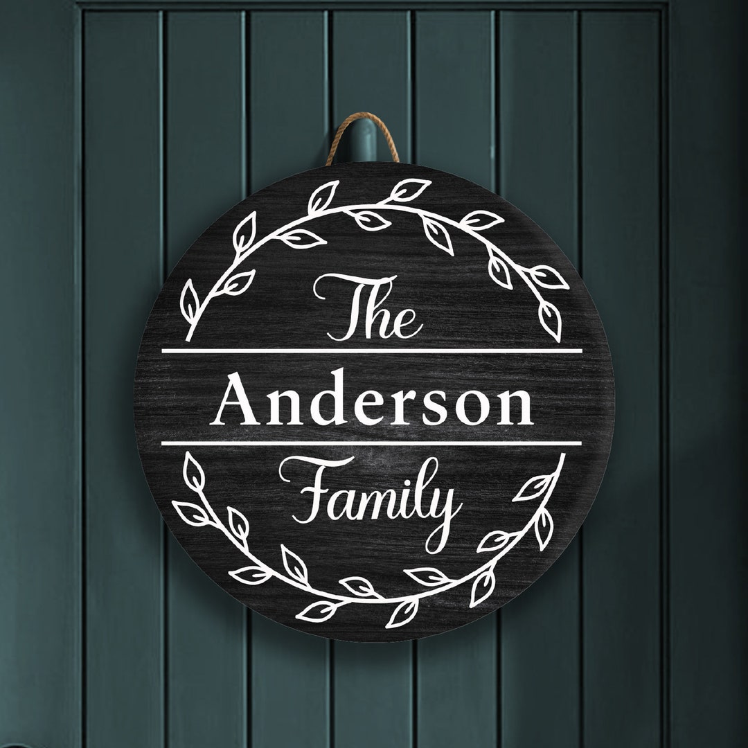 Personalized Family Name Door Sign: Black Wood Decor - Etsy