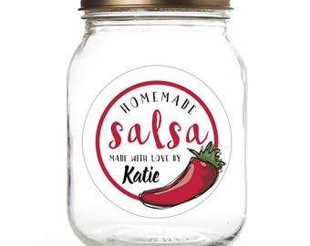 Canning Labels - Salsa Jar Labels - Homemade Labels - Homemade Jar Labels - Custom Stickers - Mason Jar Labels - Kitchen Labels - Jar Labels