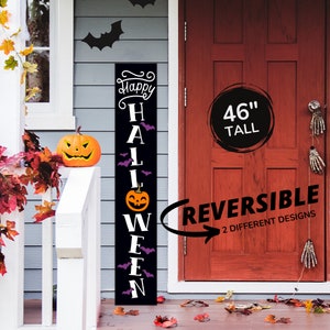 Happy Halloween Porch Sign, Skeleton Decor, Large Welcome Signs