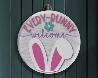 Easter Bunny Welcome Door Sign: Whimsical Porch Decor