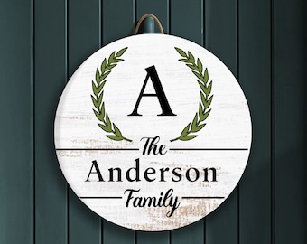 Monogram Door Hanger: Rustic Family Name Sign
