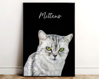 Custom Pet Portrait on Canvas, Personalized Dog or Cat Wall Art, Pet Memorial Gift