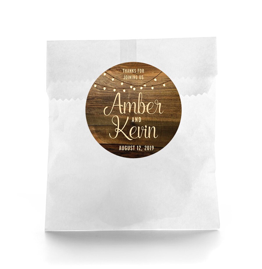 Rustic Wedding Favor Stickers - Personalized Wedding Favor Labels - R…