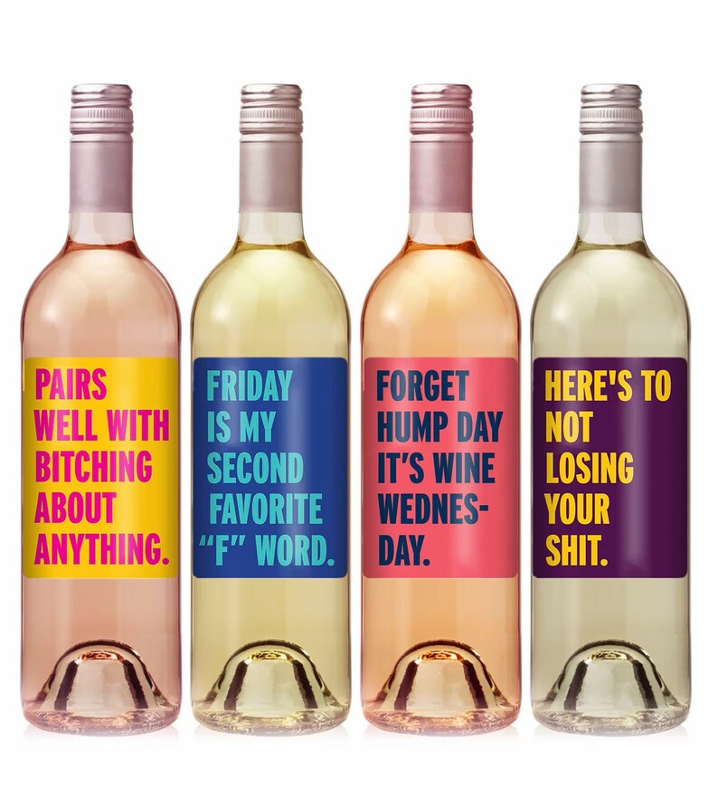 Funny Wine Labels: Sarcastic Gift Stickers, Set of 4 image 2