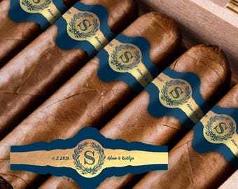 Custom Cigar Bands - Wedding Cigar Labels - Cigar Bar - Monogram - Cigar Bands