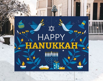 Outdoor Hanukkah Decorations - Yard Sign - Outdoor Hanukkah Decor