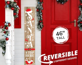 Santa Christmas Porch Sign: Weatherproof Holiday Welcome Decor (46")
