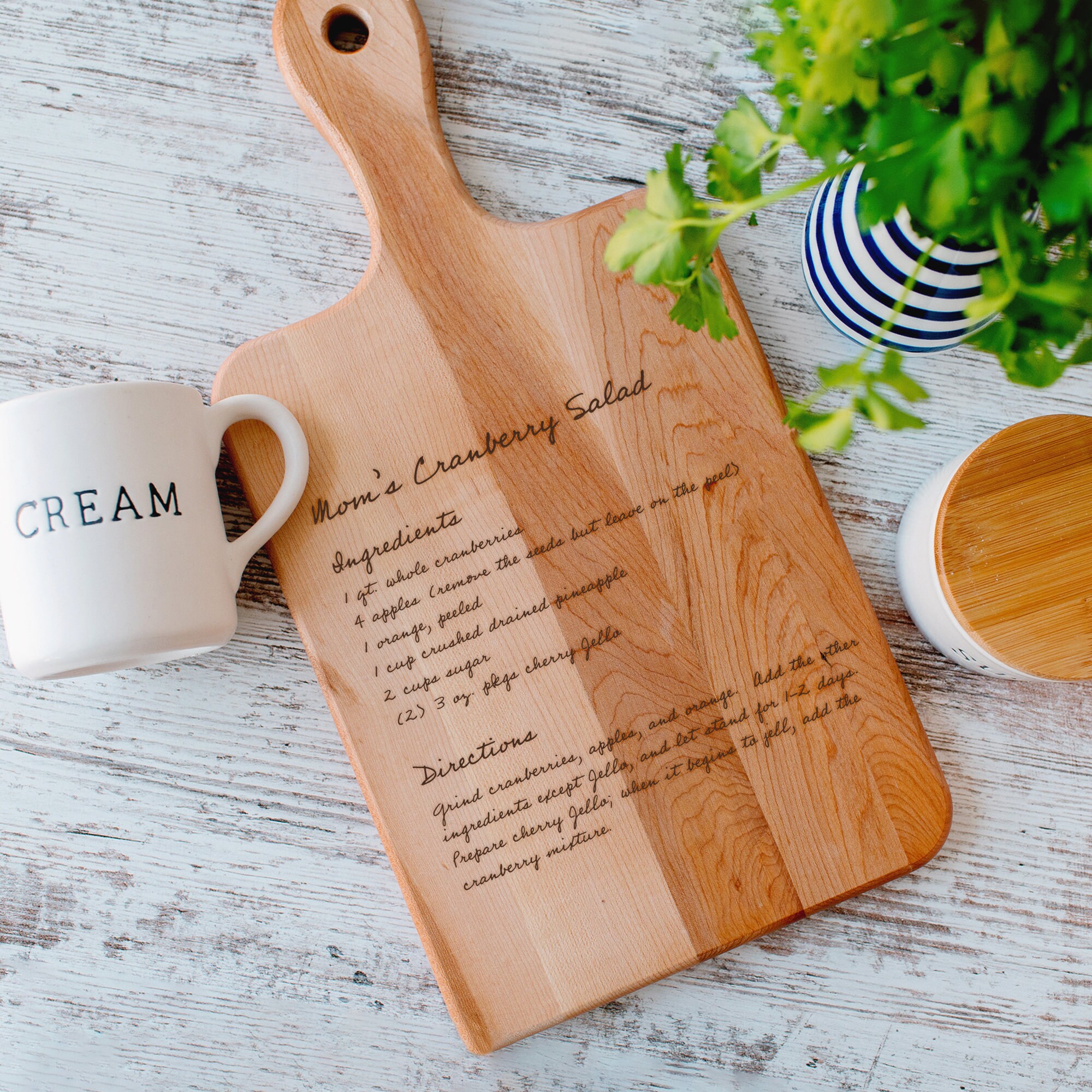 Cutting Board Featuring Recipe for a Mom – Charcuterie Board