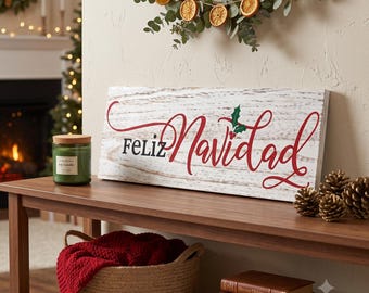 Christmas Decor Indoor - Feliz Navidad - Wooden Christmas Signs