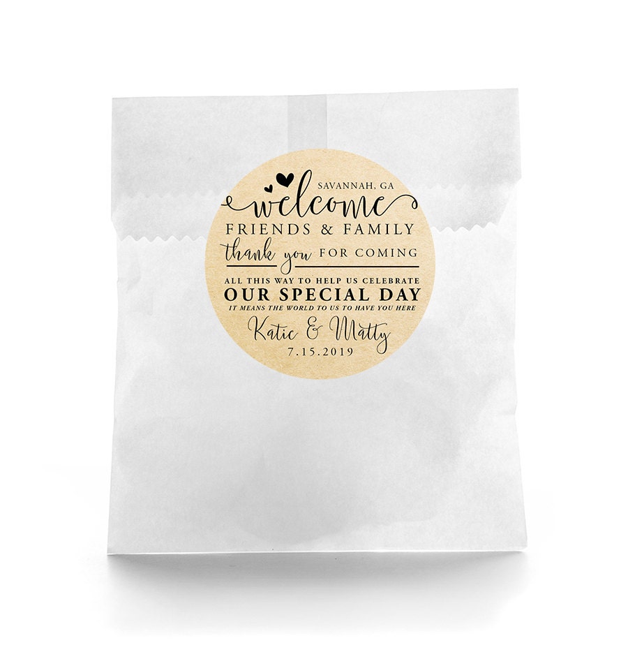 Wedding Favor Stickers - Personalized Wedding Favor Labels - Rustic D…
