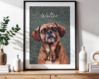 Custom Dog Portrait: Personalized Pet Art Print, Dog Memorial Gift