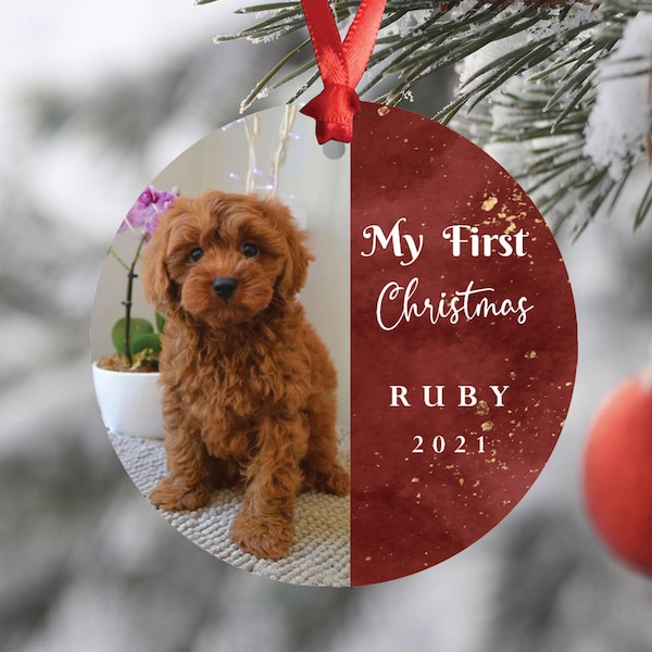 Custom Dog Ornament - Personalized Dog Ornament - Puppy First Christmas Ornament - Dog First Christmas Ornament