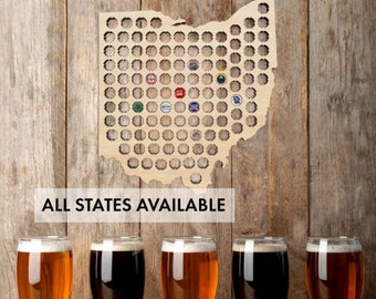 Ohio Bottle Cap Map Display - Beer Cap Holder - Beer Cap Map - Fathers Day Gift From - Beer Gifts - Groomsmen Gift