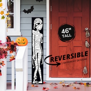 Mummy Halloween Decoration, Front Porch Leaner, Welcome Door, Spooky Decor