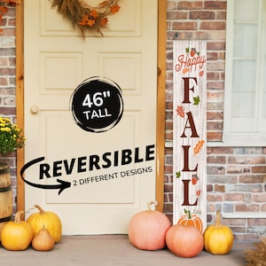 Happy Fall, Large Welcome Porch Sign, Seasonal Signs Decor, Give Thanks