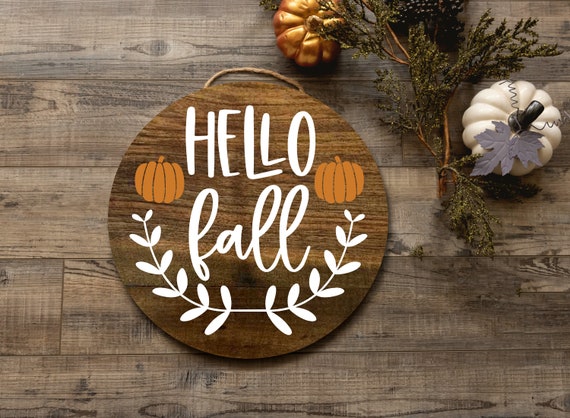 Hello Fall, Autumn Decor, Pumpkin Door Sign, Thanksgiving Wood