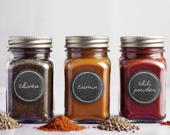 Gourmet Spice Jar Labels: Chalkboard Style (30 Count)