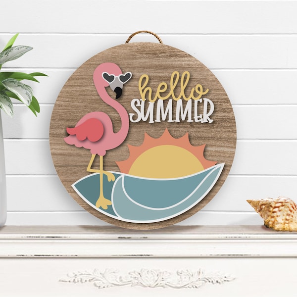 Flamingo Gifts, Flamingo Decor, Hello Summer, Flamingo Summer, Summer Front Door Decor, Welcome Flamingo, Summer Wall Sign, Wood Sign