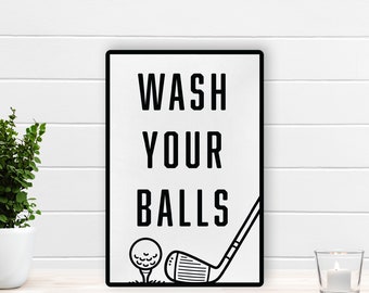 Wash Balls, Funny Bathroom Decor, Wash Balls Golf Sign, Wooden Wash Sign, Funny Sign Bathroom, Funny Sign Wood, Golf Man Cave, Wood Sign