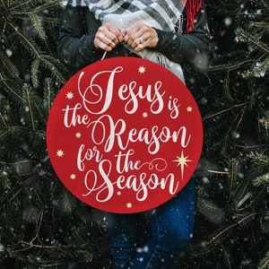 Jesus is King, Jesus Is the Reason for the Season, Jesus for Christmas, Christmas Door Sign, Front Door Sign, Christmas Wreath afbeelding 2