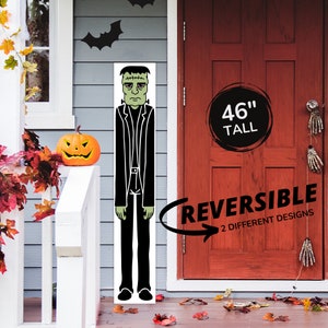 Frankenstein Decoration, Halloween Front Porch Sign, Welcome Witches