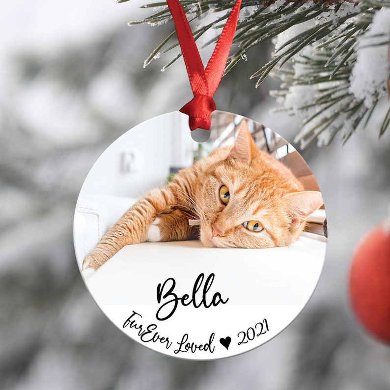 Pet Memorial Photo Ornament  Cat Loss Gift  Cat Remembrance image 1