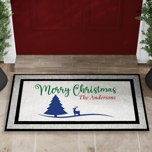 Personalized Christmas Doormat, Family Name Door Mat, Outdoor Decor