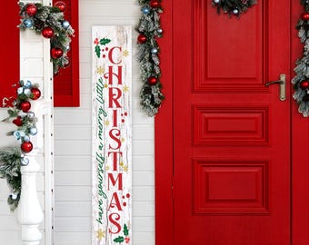 Merry Christmas Porch Sign: Weatherproof Holiday Decor (7.75" x 46")