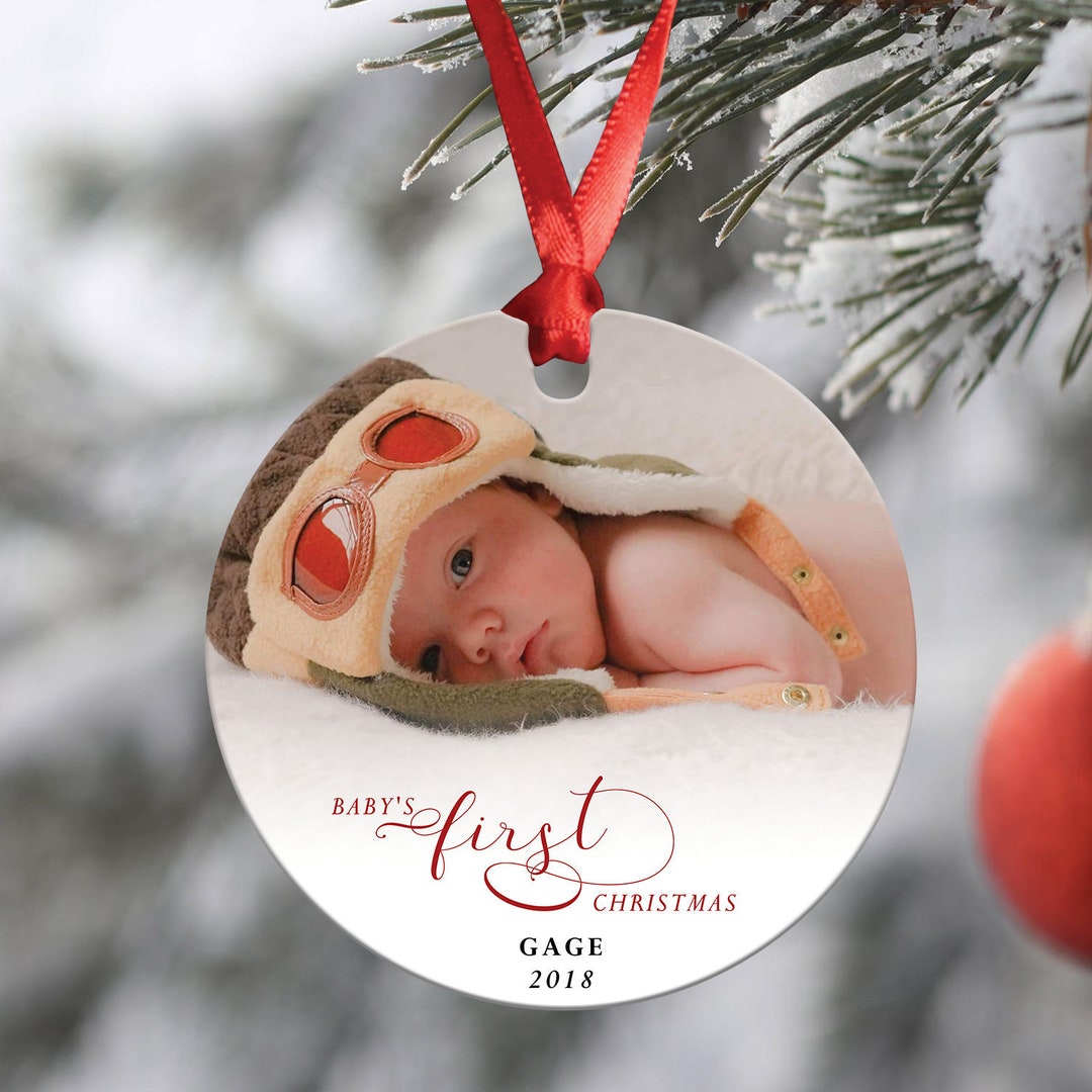 Baby's First Christmas Photo Ornament Personalized Aluminum Keepsake — free download