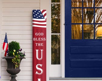 Independence Day Decorations, God Bless America, USA Porch Sign, Patriotic Decor, Welcome Leaner