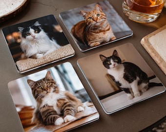 Custom Cat Photo Coasters: Personalized Pet Lover Gift