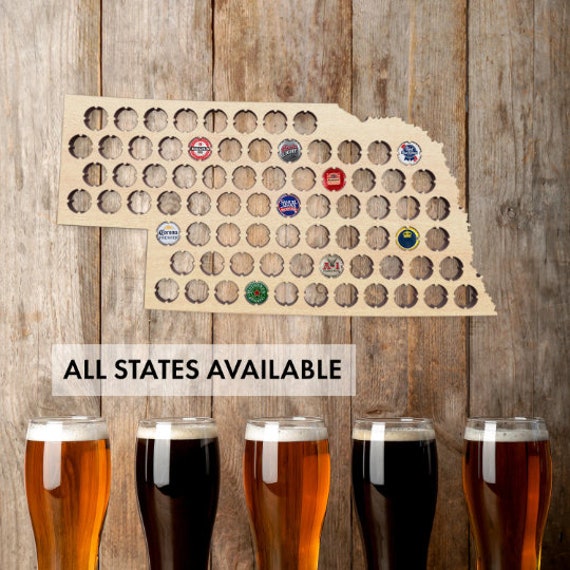Nebraska Bottle Cap Map Display Beer Cap Holder Beer Cap Map