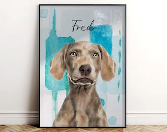 Custom Pet Portrait from Photo, Personalized Pet Art Print, Dog or Cat Illustration Gift