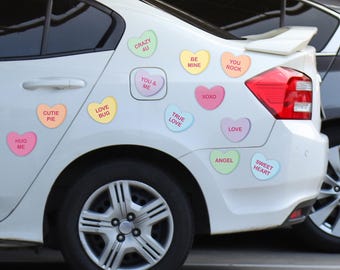 Valentine's Accessories For Car, Conversation Heart Vehicle Magnets, Valentine Hearts Magnet