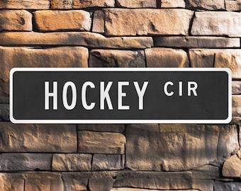 Hockey Street Sign: Metal Man Cave Decor