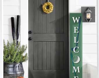 Golf Welcome Sign: Weatherproof Aluminum Porch Decor (7.75" x 46")
