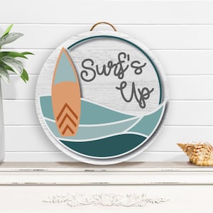 Surf&#39;s Up Sign, Surf Sign, Surfer Gift, Surfboard Decor, Surfboard Sign, Surfer Lover, Surfers Gift, Gift Surfer, Surfer Decor, Beach Wall