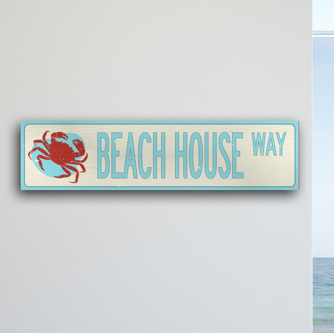 Metal Beach Sign Crab Sign Beach Street Sign Beach Sign Etsy