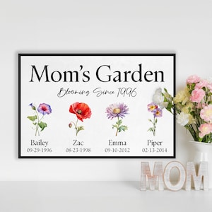 Mothers Day Gift for Grandma Birth Flower Bouquet Personalized Gift Custom Mother Day Gift Personalized Garden Print Birth Month Flower Art