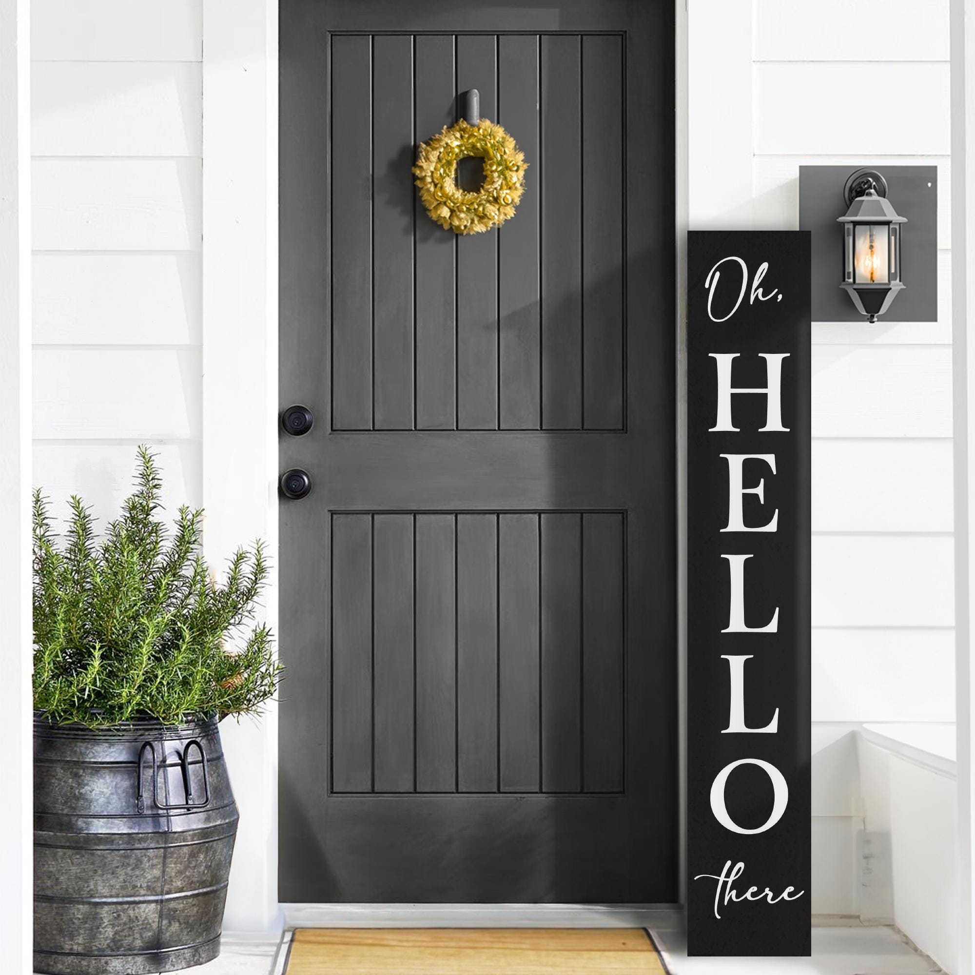 Charming Oh Hello Porch Sign: Rustic Welcome Decor for Front Door and Entryway